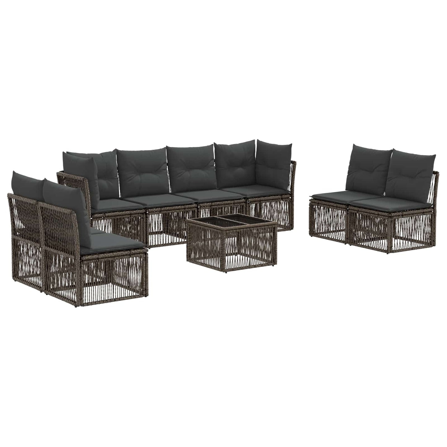 Gartensofa-set 9 stk. Grau Poly-Rattan