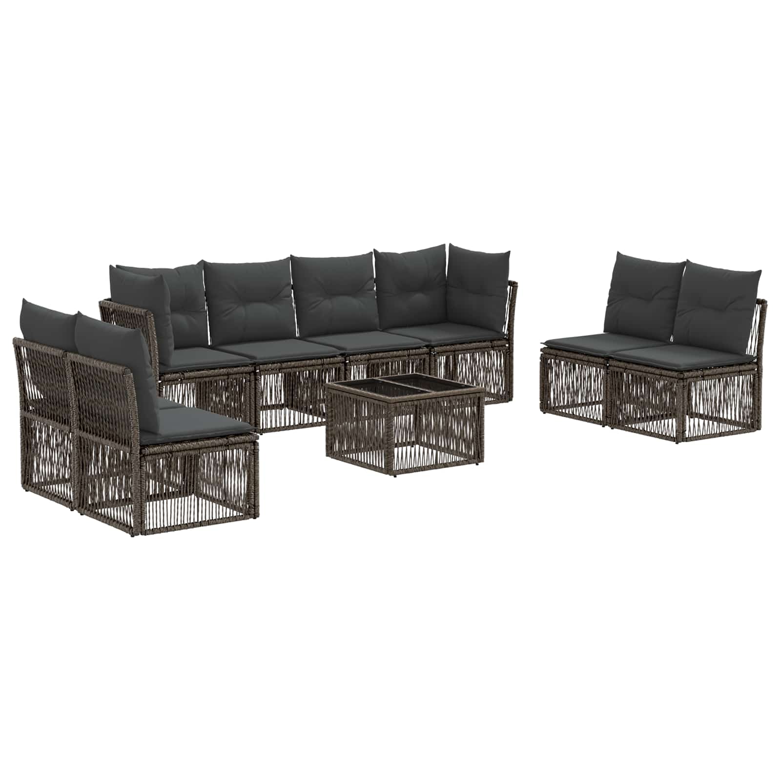 Gartensofa-set 9 stk. Grau Poly-Rattan