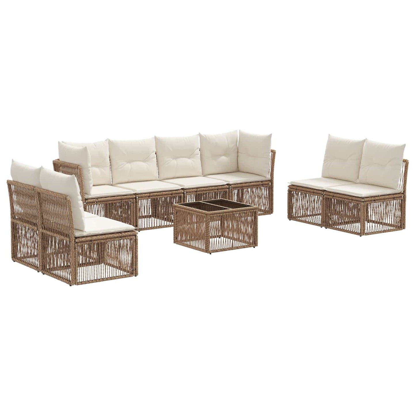 Gartensofa-set 9 pcs Beige Poly-Rattan
