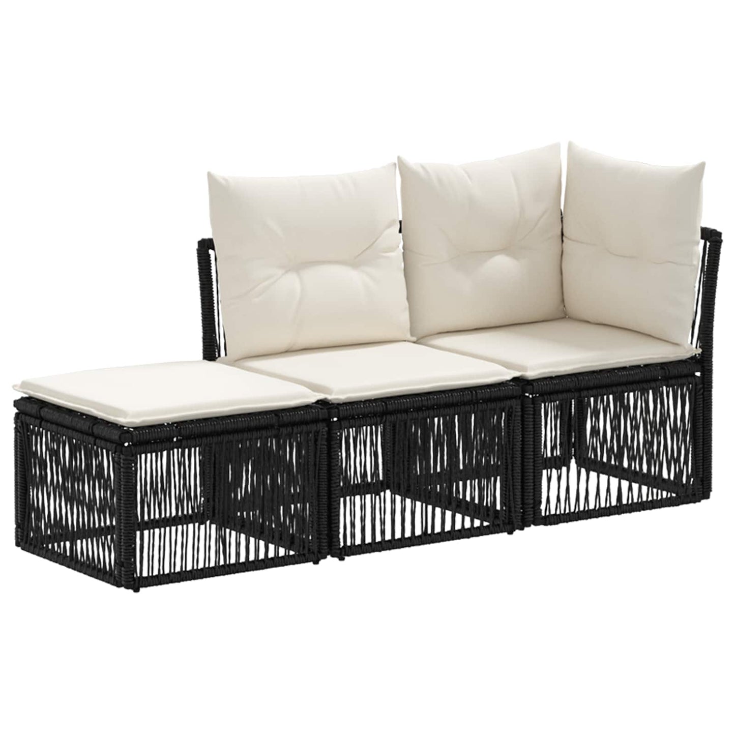 Gartensofa-set 3 stk. 3-Sitzanzahl Schwarz Poly-Rattan