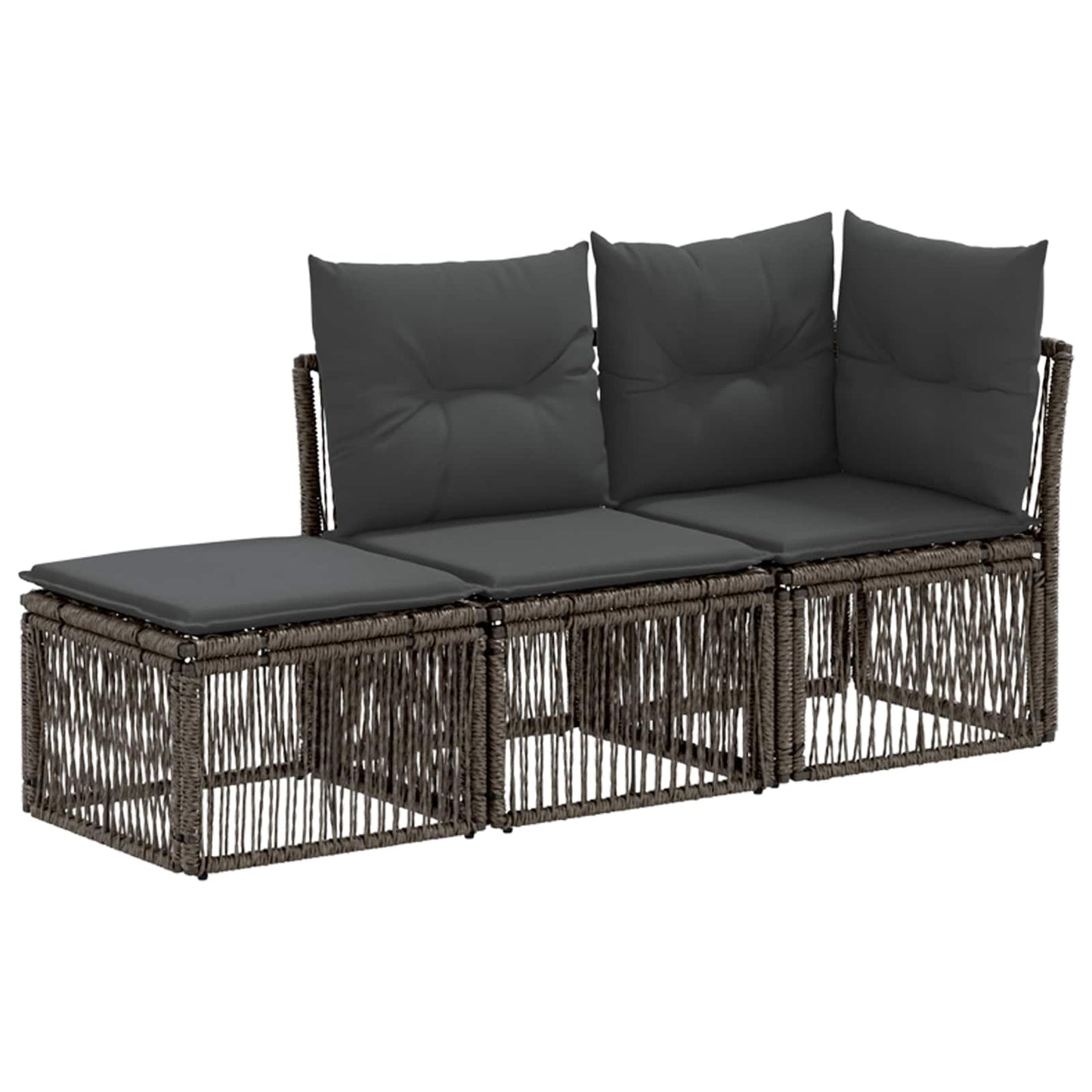 Gartensofa-set 3 stk. 3-Sitzanzahl Grau Poly-Rattan