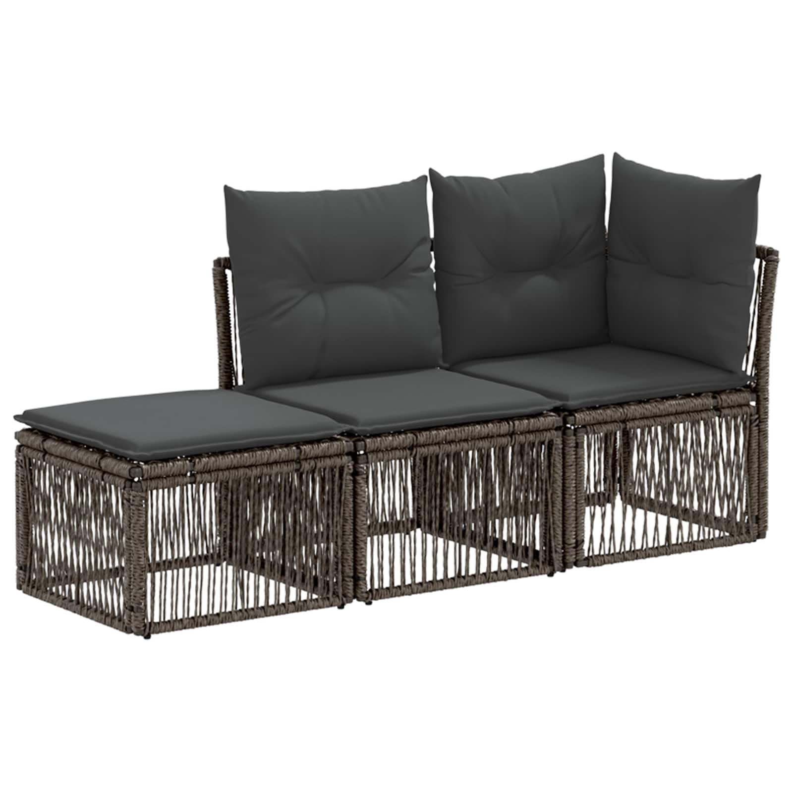 Gartensofa-set 3 stk. 3-Sitzanzahl Grau Poly-Rattan