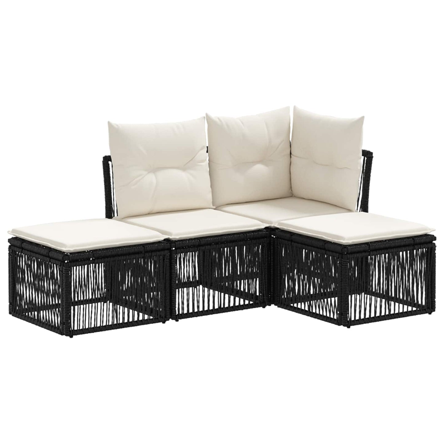 Gartensofa-set 4 stk. Schwarz Poly-Rattan