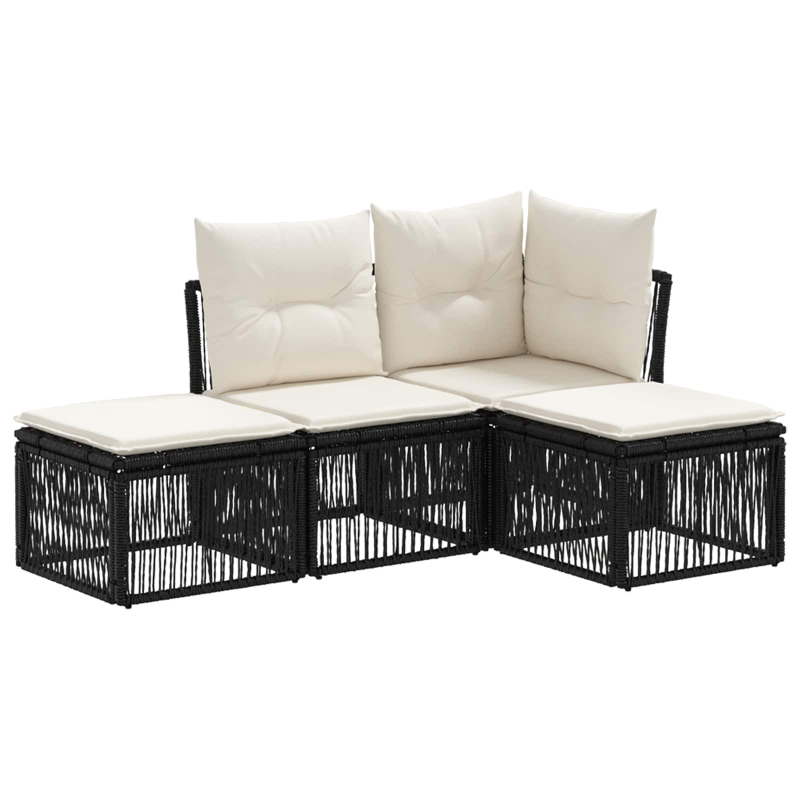 Gartensofa-set 4 stk. Schwarz Poly-Rattan