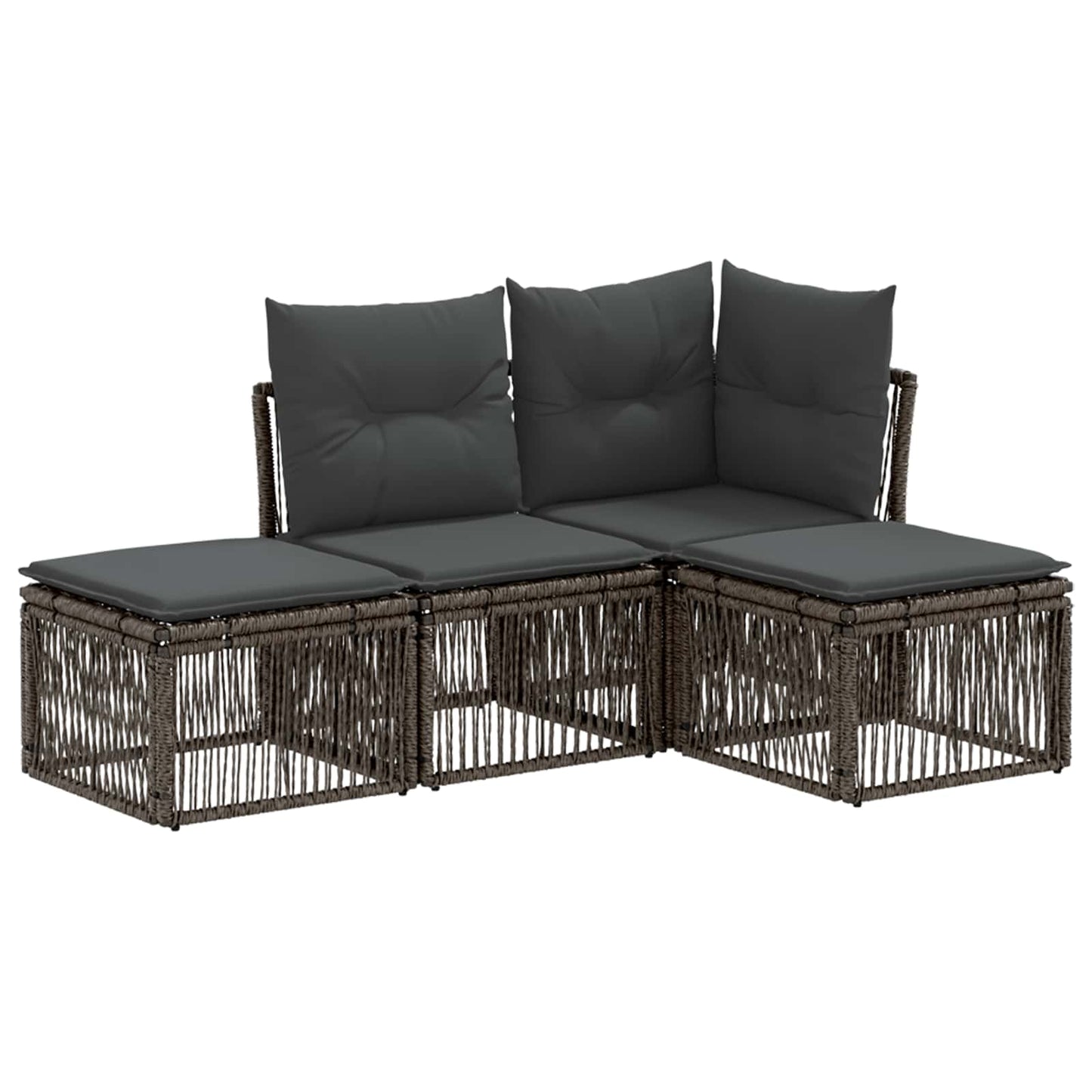Gartensofa-set 4 stk. Grau Poly-Rattan