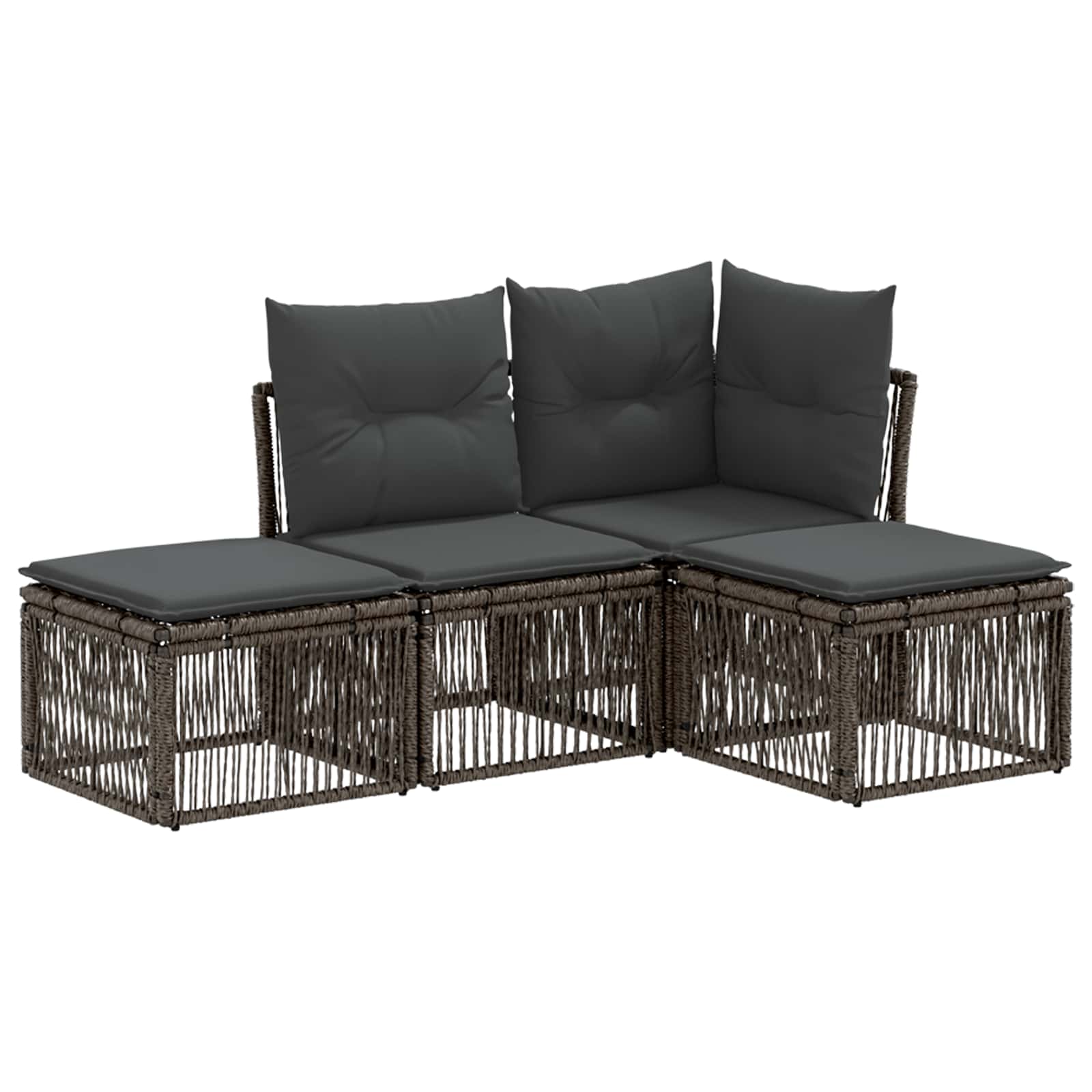 Gartensofa-set 4 stk. Grau Poly-Rattan