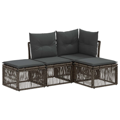 Gartensofa-set 4 stk. Grau Poly-Rattan