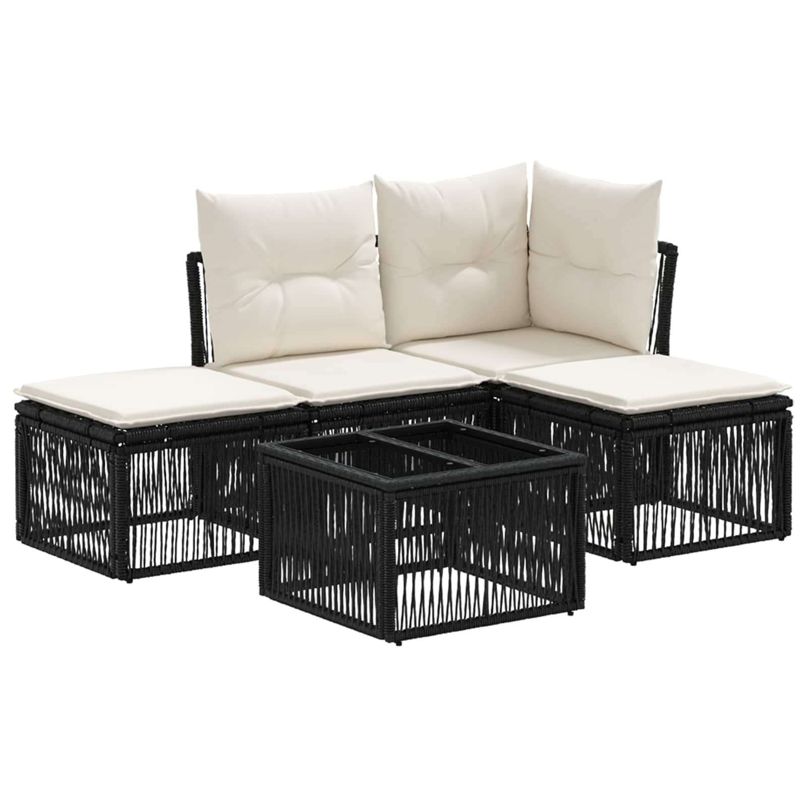 Gartensofa-set 5 stk. Schwarz Poly-Rattan