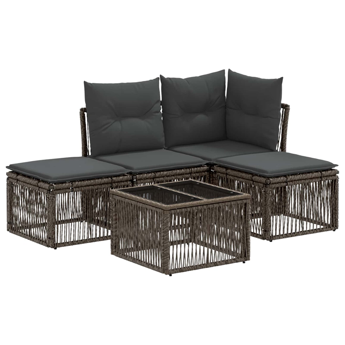 Gartensofa-set 5 pcs Grau Poly-Rattan