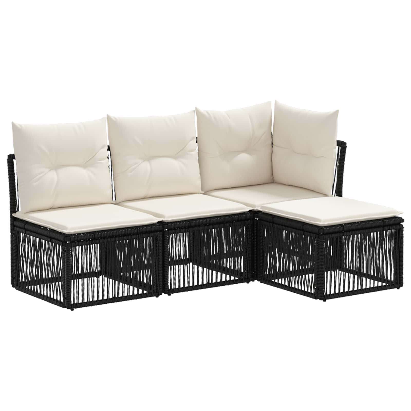 Gartensofa-set 4 pcs Schwarz Poly-Rattan