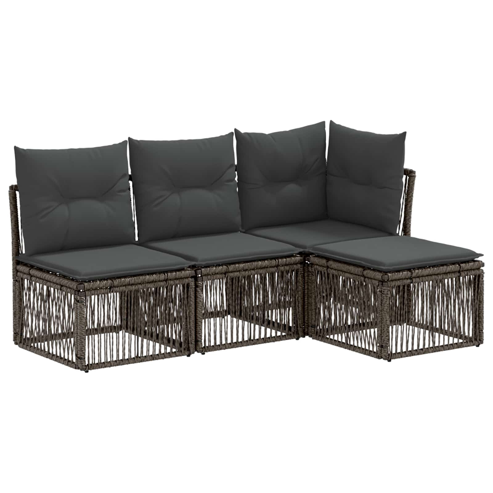 Gartensofa-set 4 stk. Grau Poly-Rattan