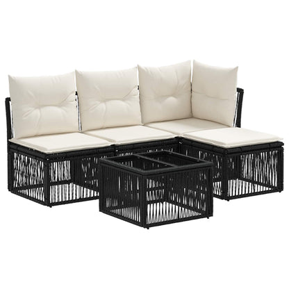 Gartensofa-set 5 stk. Schwarz Poly-Rattan