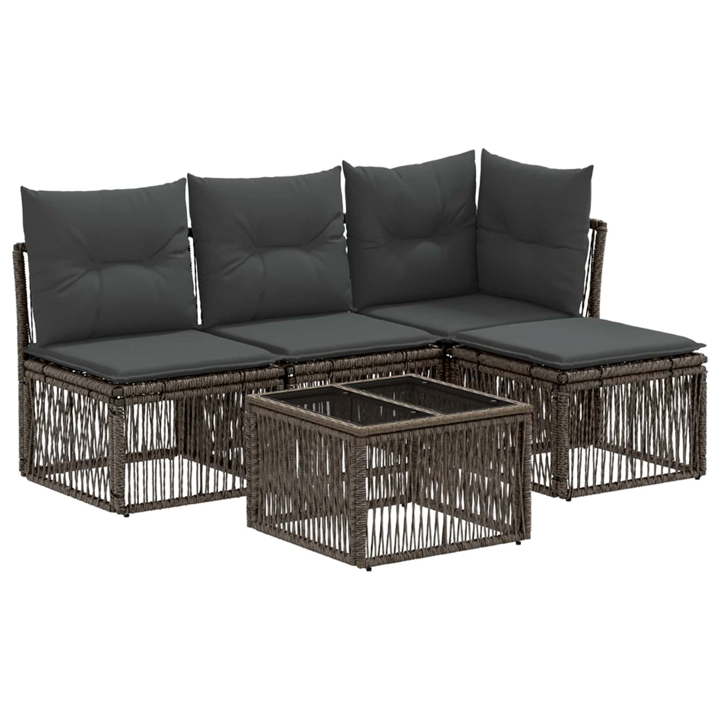 Gartensofa-set 5 stk. Grau Poly-Rattan