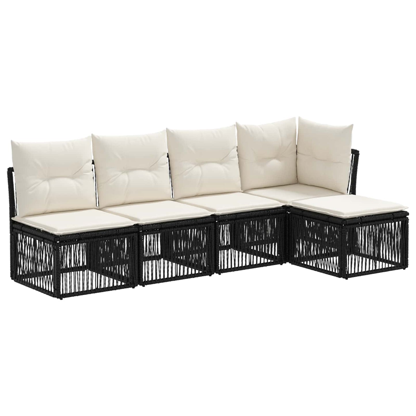 Gartensofa-set 5 pcs Schwarz Poly-Rattan