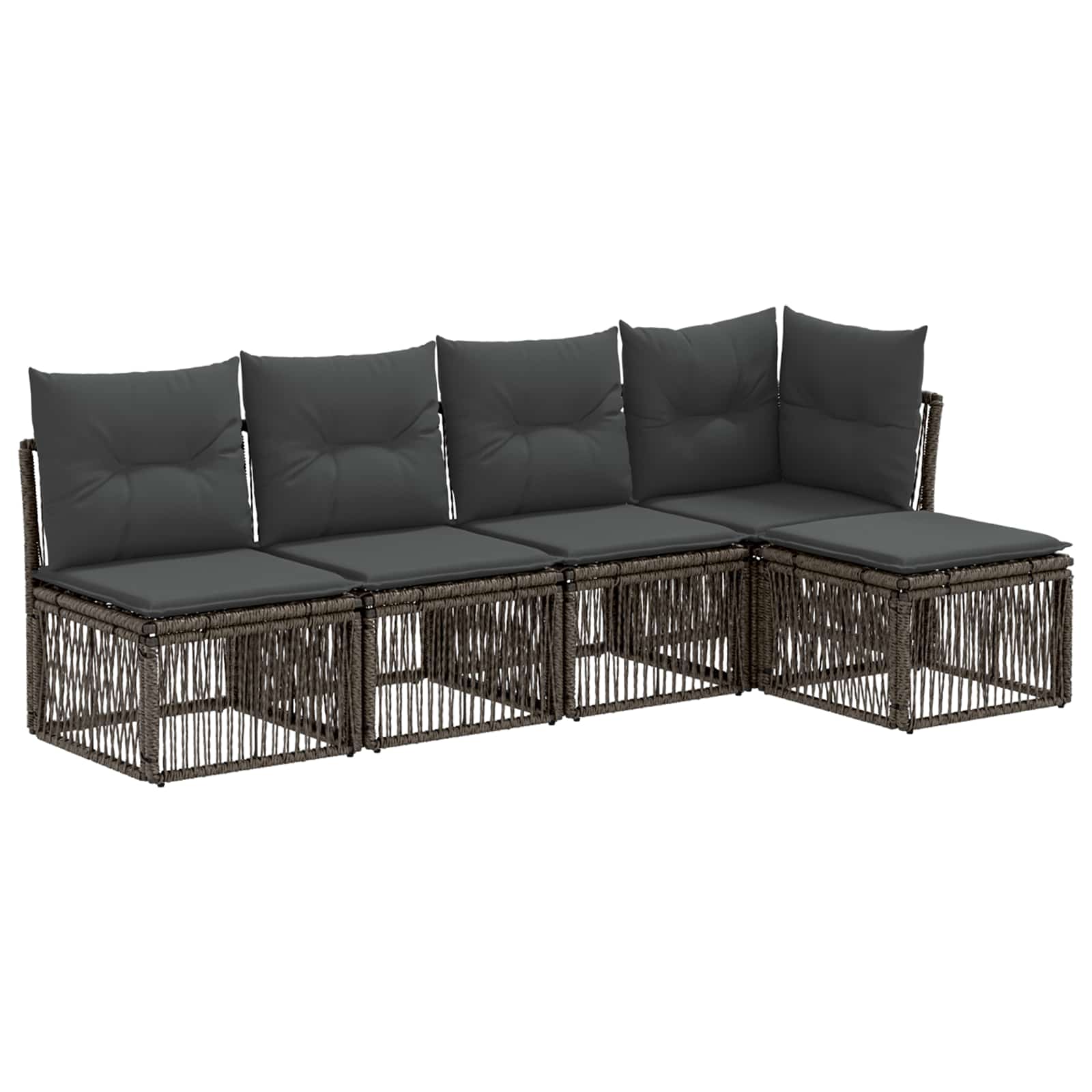 Gartensofa-set 5 pcs Grau Poly-Rattan