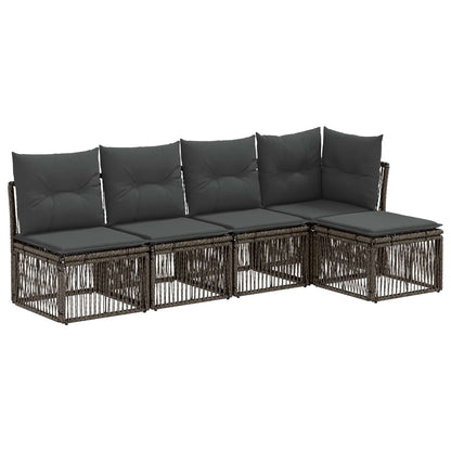 Gartensofa-set 5 stk. Grau Poly-Rattan
