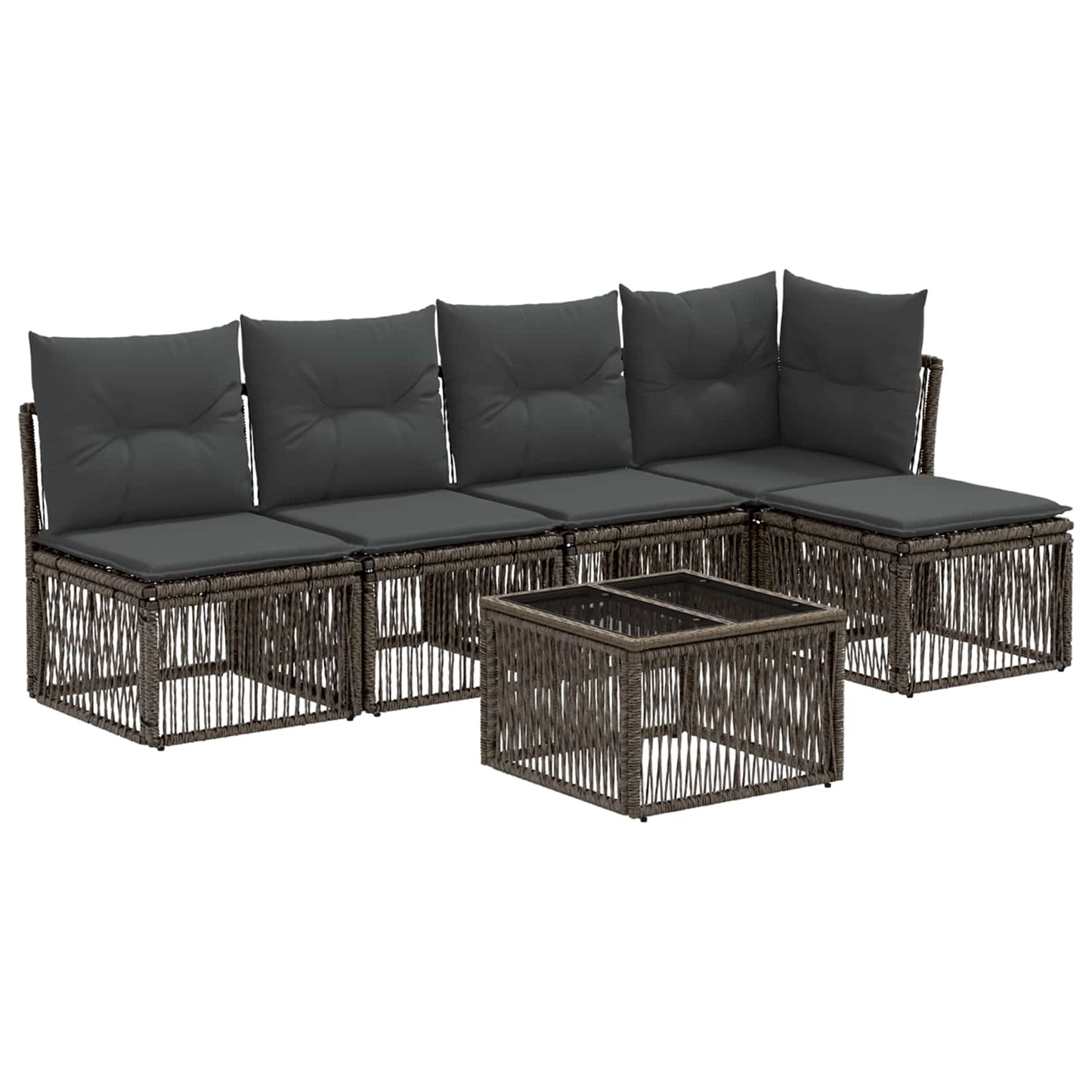 Gartensofa-set 6 stk. Grau Poly-Rattan