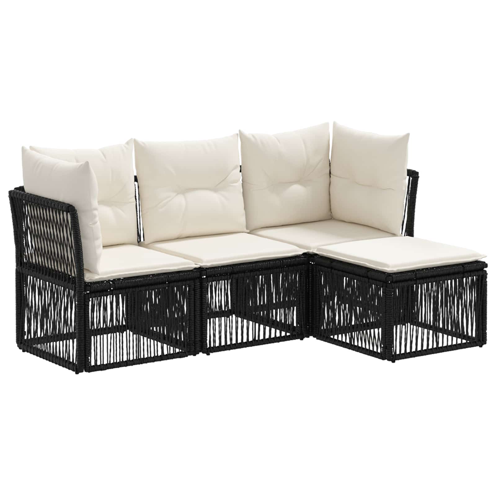Gartensofa-set 4 stk. Schwarz Poly-Rattan