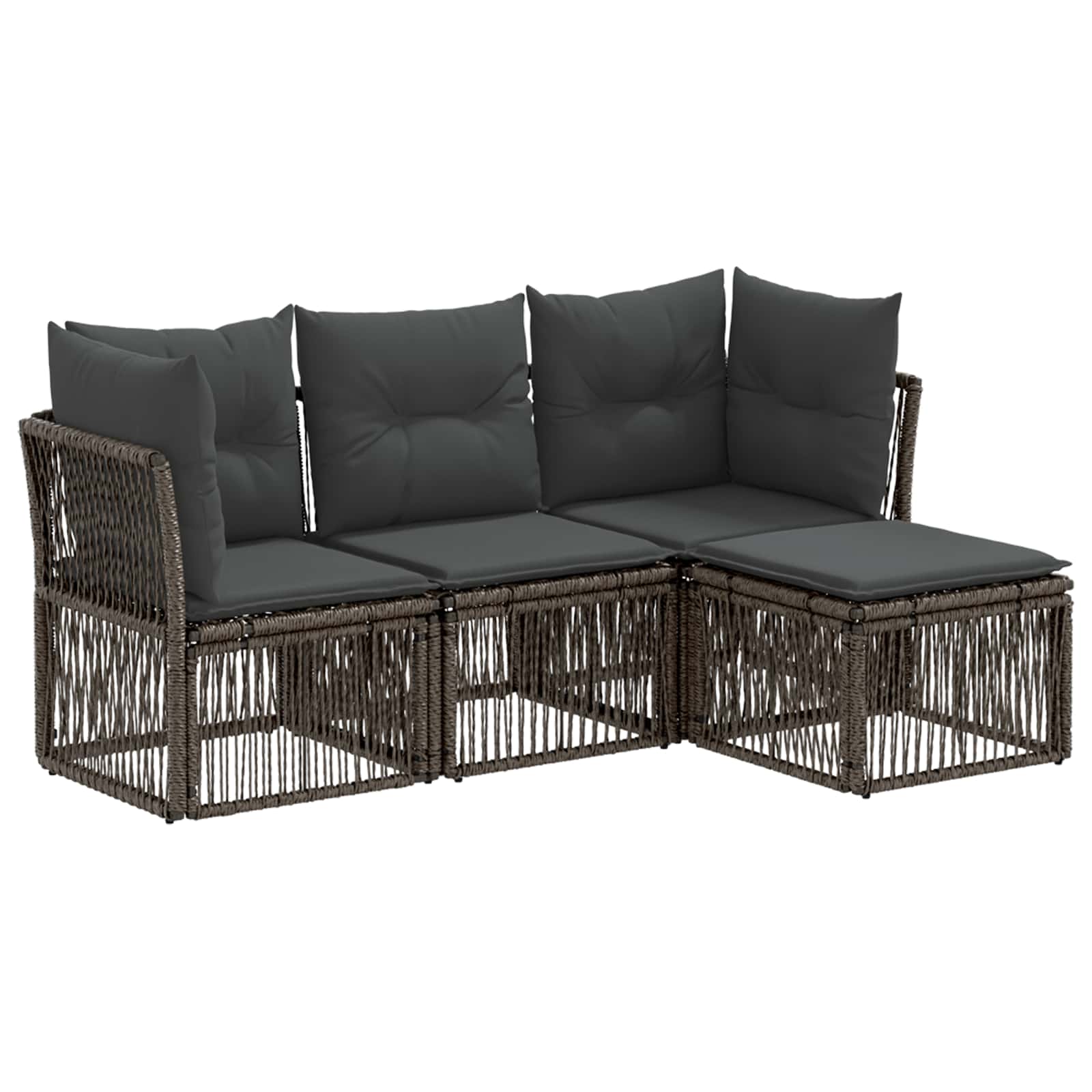 Gartensofa-set 4 stk. Grau Poly-Rattan