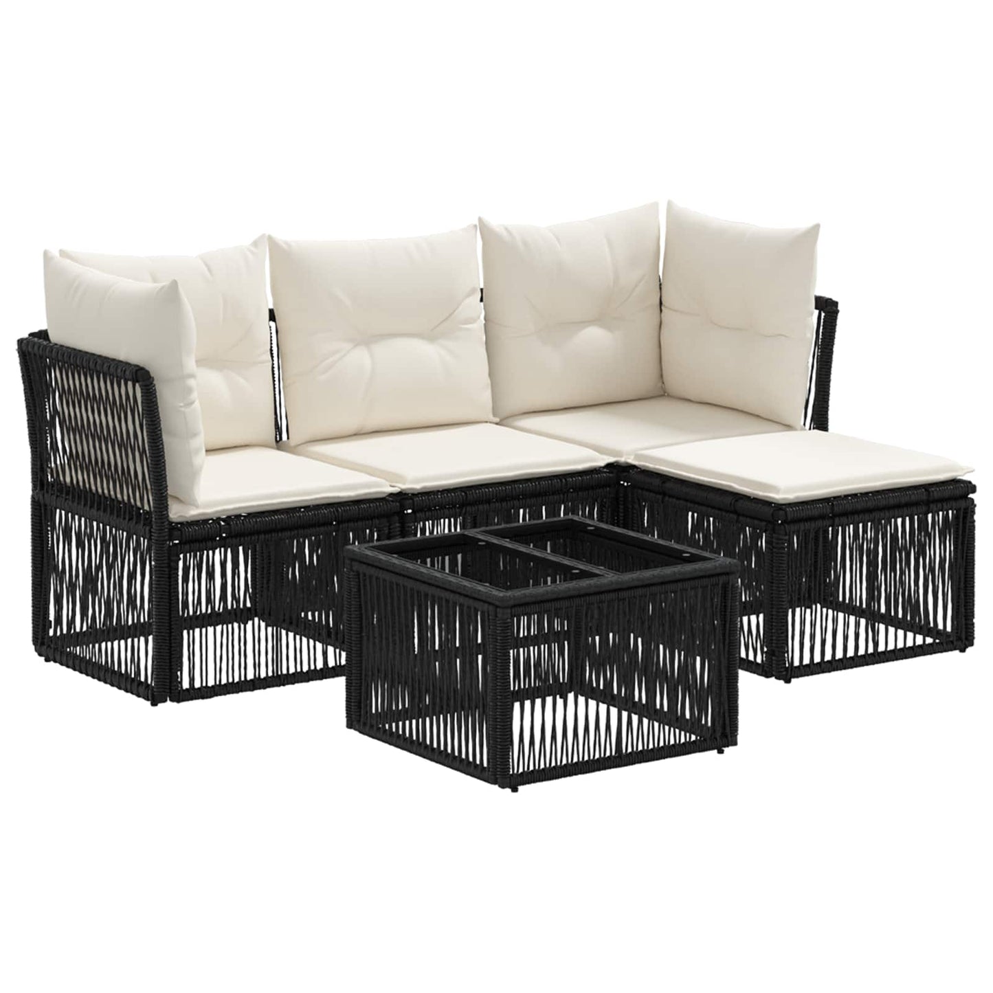 Gartensofa-set 5 pcs Schwarz Poly-Rattan