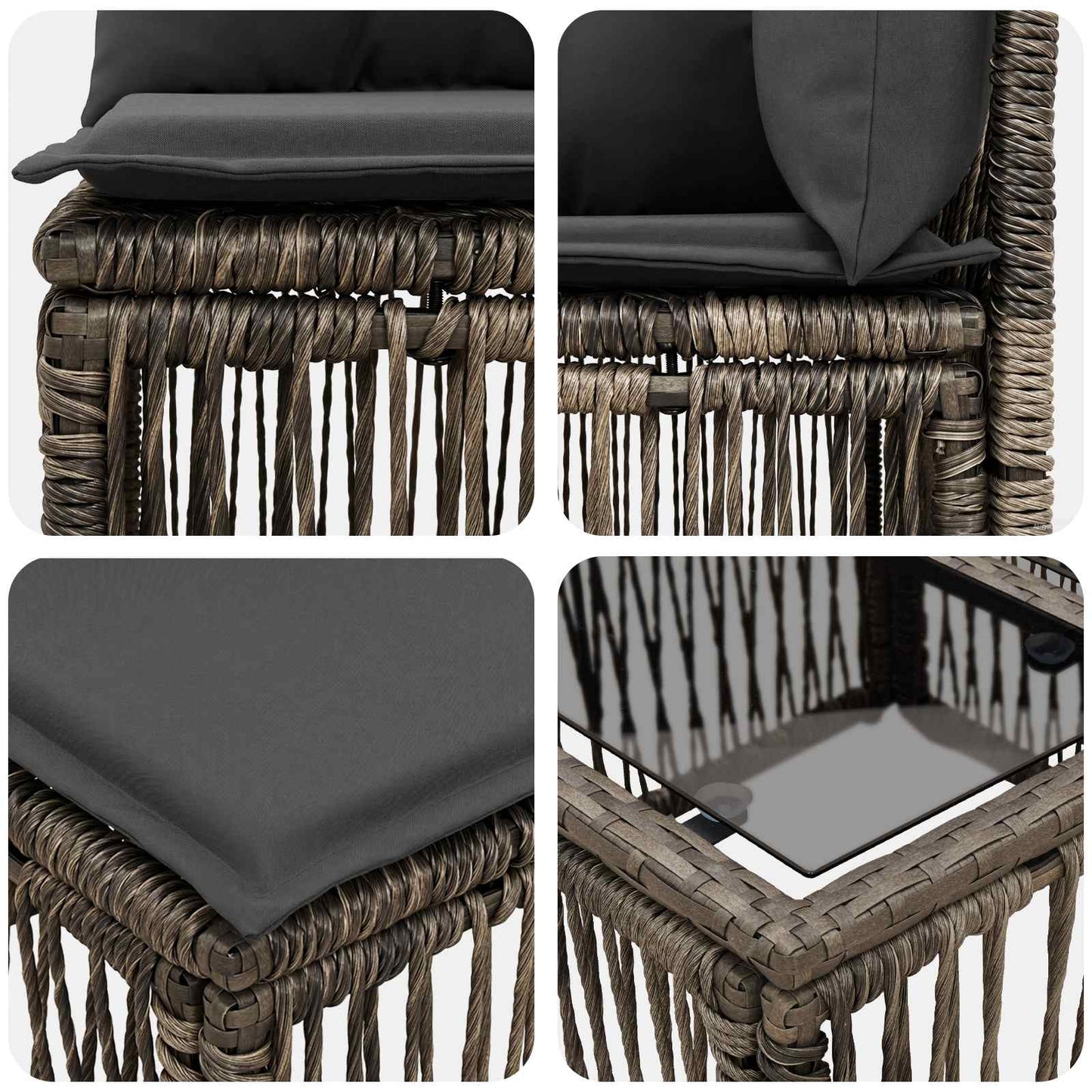 Gartensofa-set 5 stk. Grau Poly-Rattan
