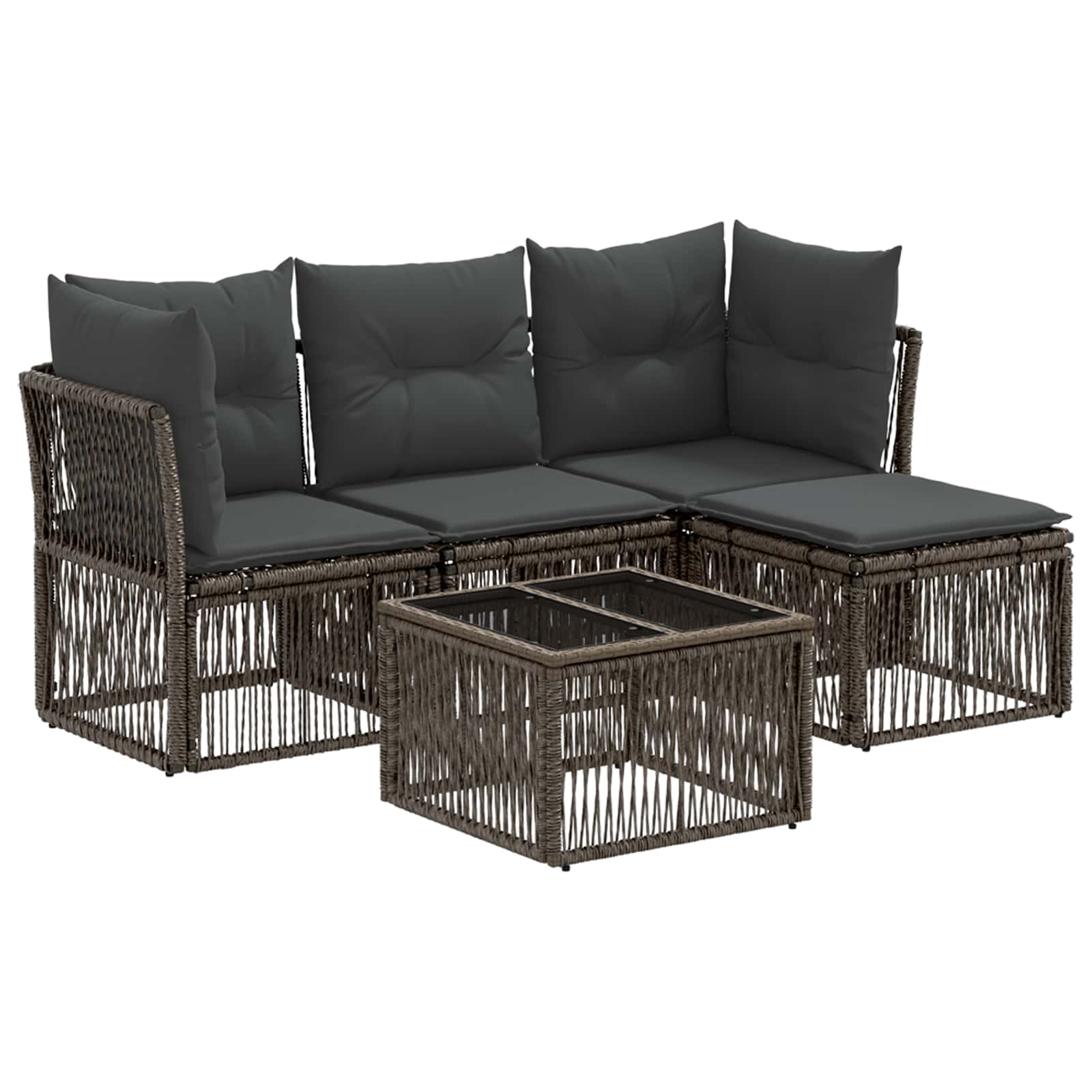 Gartensofa-set 5 stk. Grau Poly-Rattan