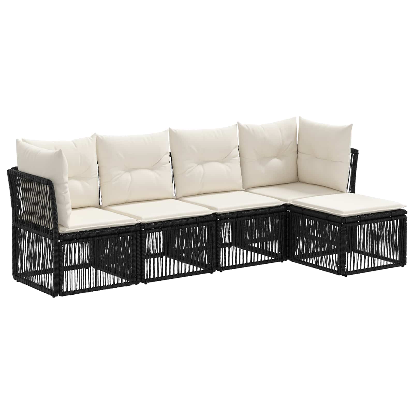 Gartensofa-set 5 pcs Schwarz Poly-Rattan