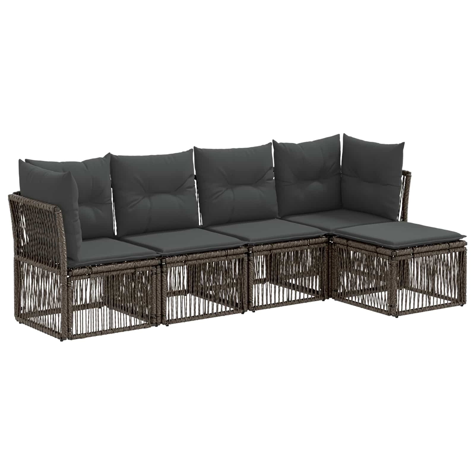 Gartensofa-set 5 stk. Grau Poly-Rattan