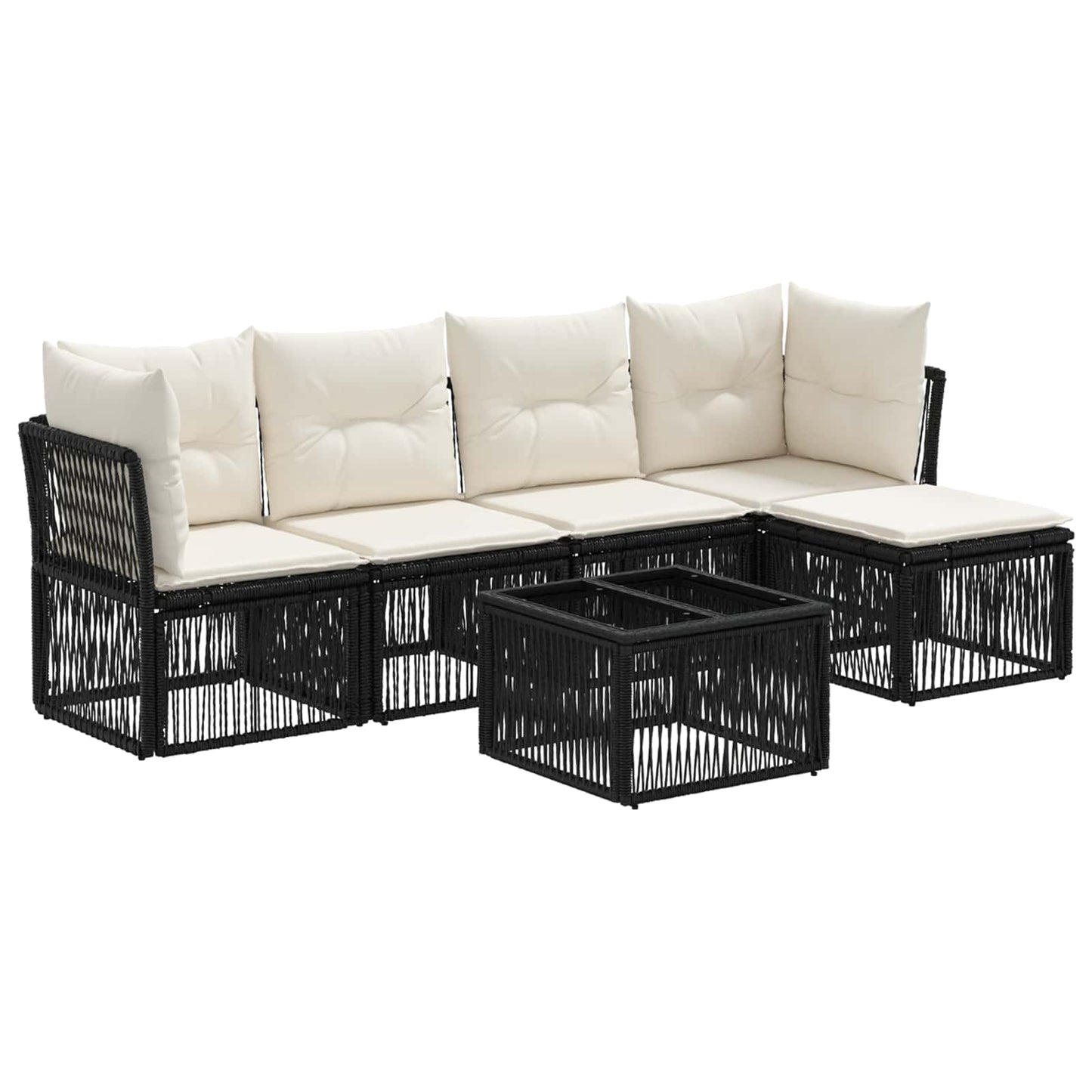Gartensofa-set 6 pcs Schwarz Poly-Rattan