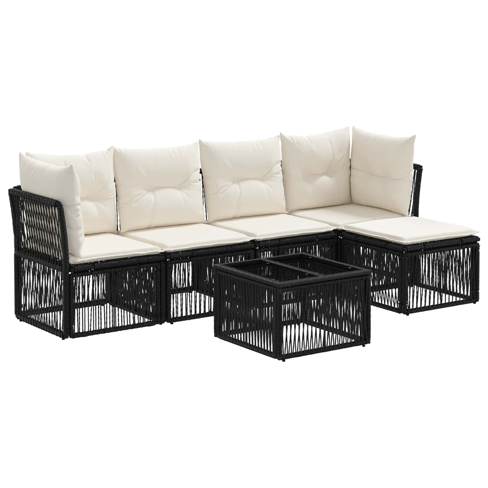 Gartensofa-set 6 pcs Schwarz Poly-Rattan