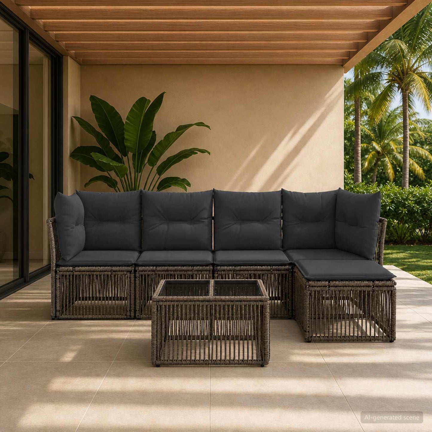 Gartensofa-set 6 stk. Grau Poly-Rattan