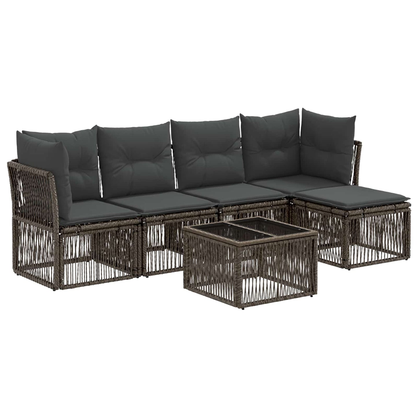 Gartensofa-set 6 stk. Grau Poly-Rattan