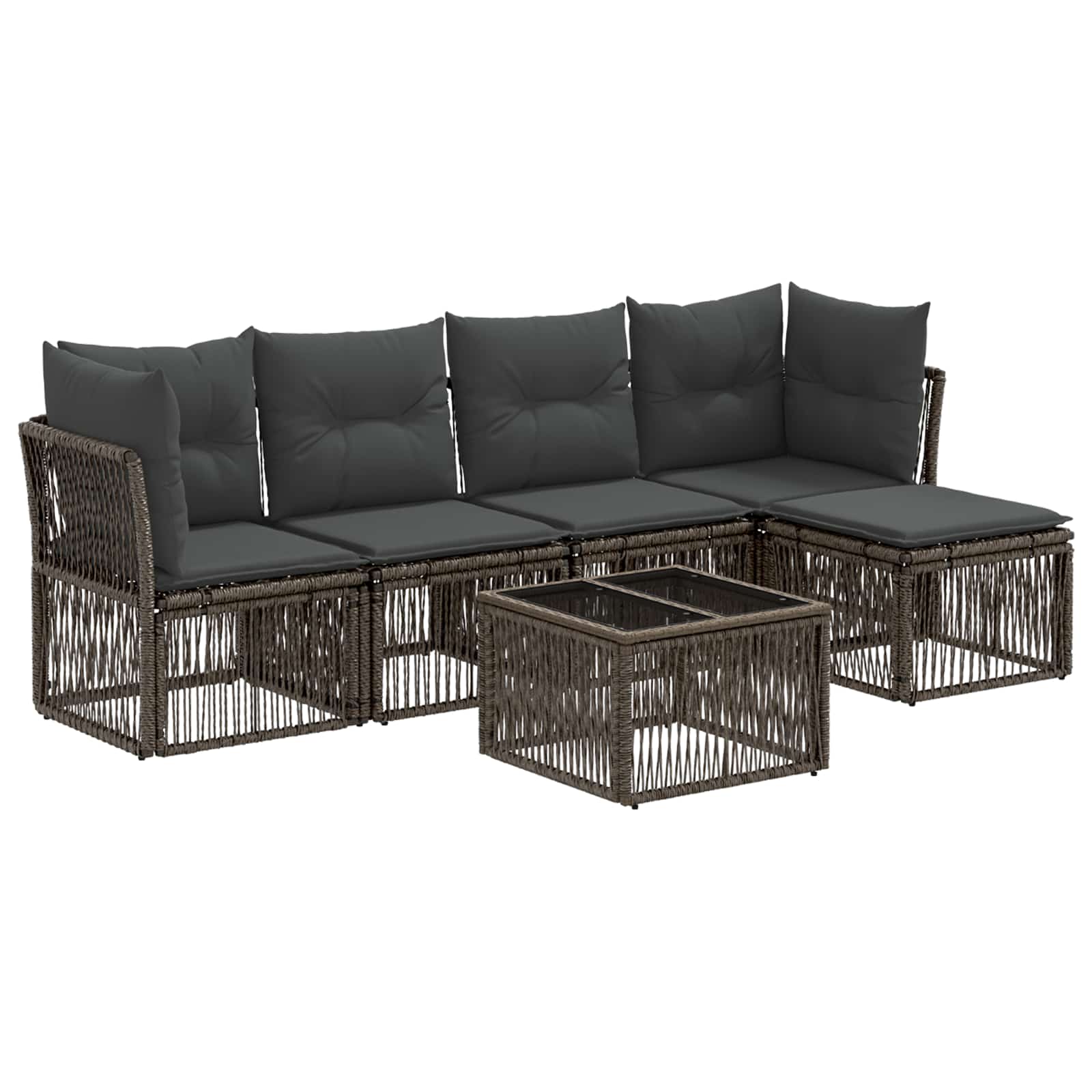 Gartensofa-set 6 stk. Grau Poly-Rattan