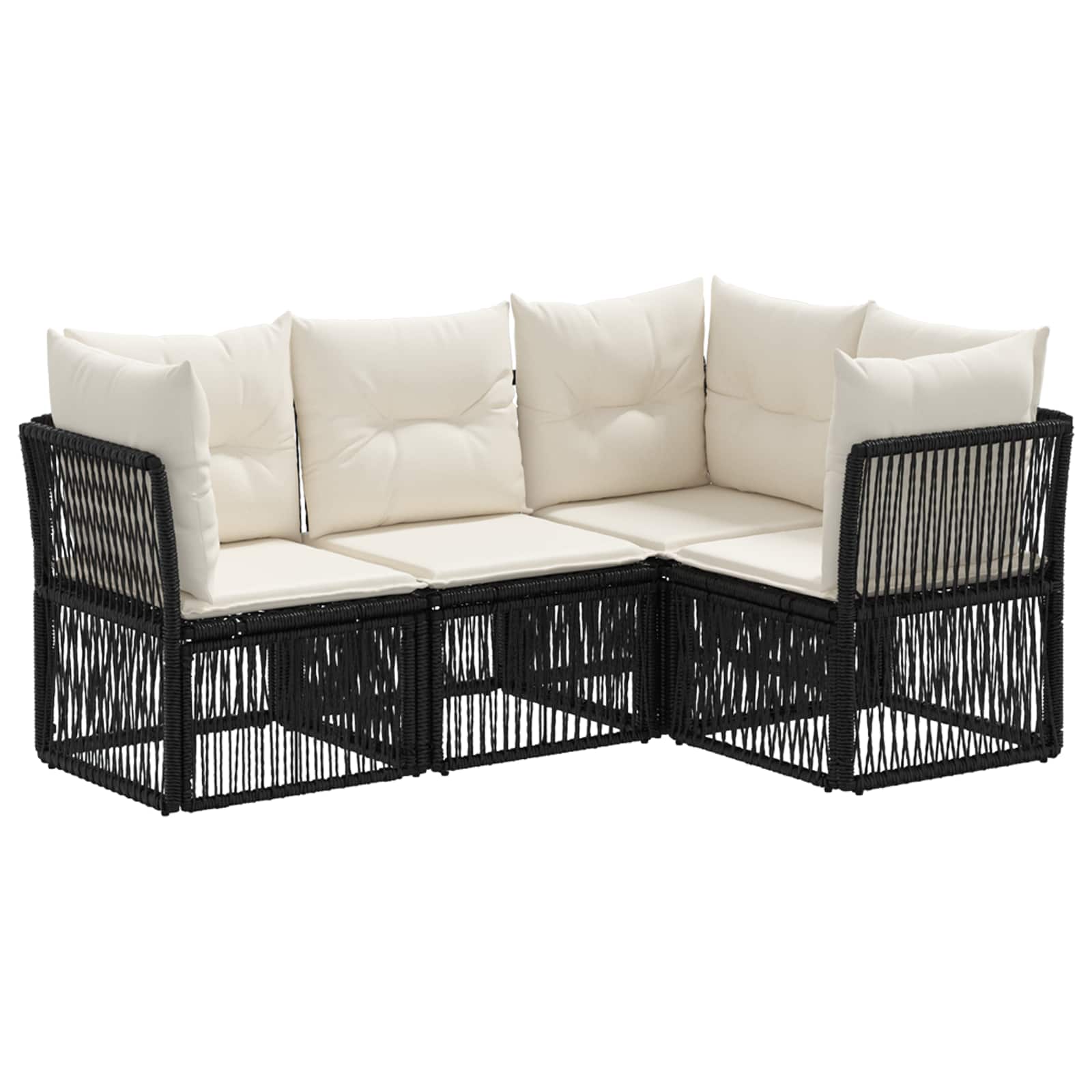 Gartensofa-set 4 pcs Schwarz Poly-Rattan