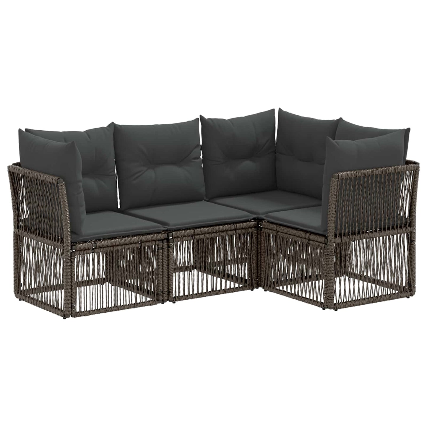 Gartensofa-set 4 pcs Grau Poly-Rattan