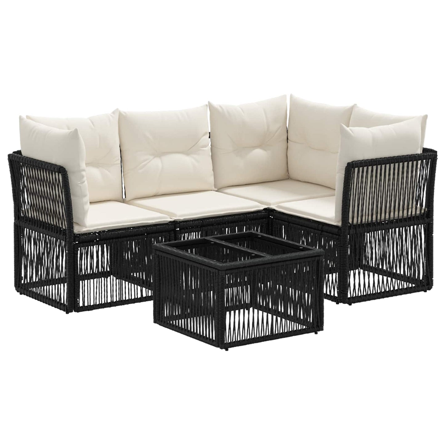Gartensofa-set 5 stk. Schwarz Poly-Rattan