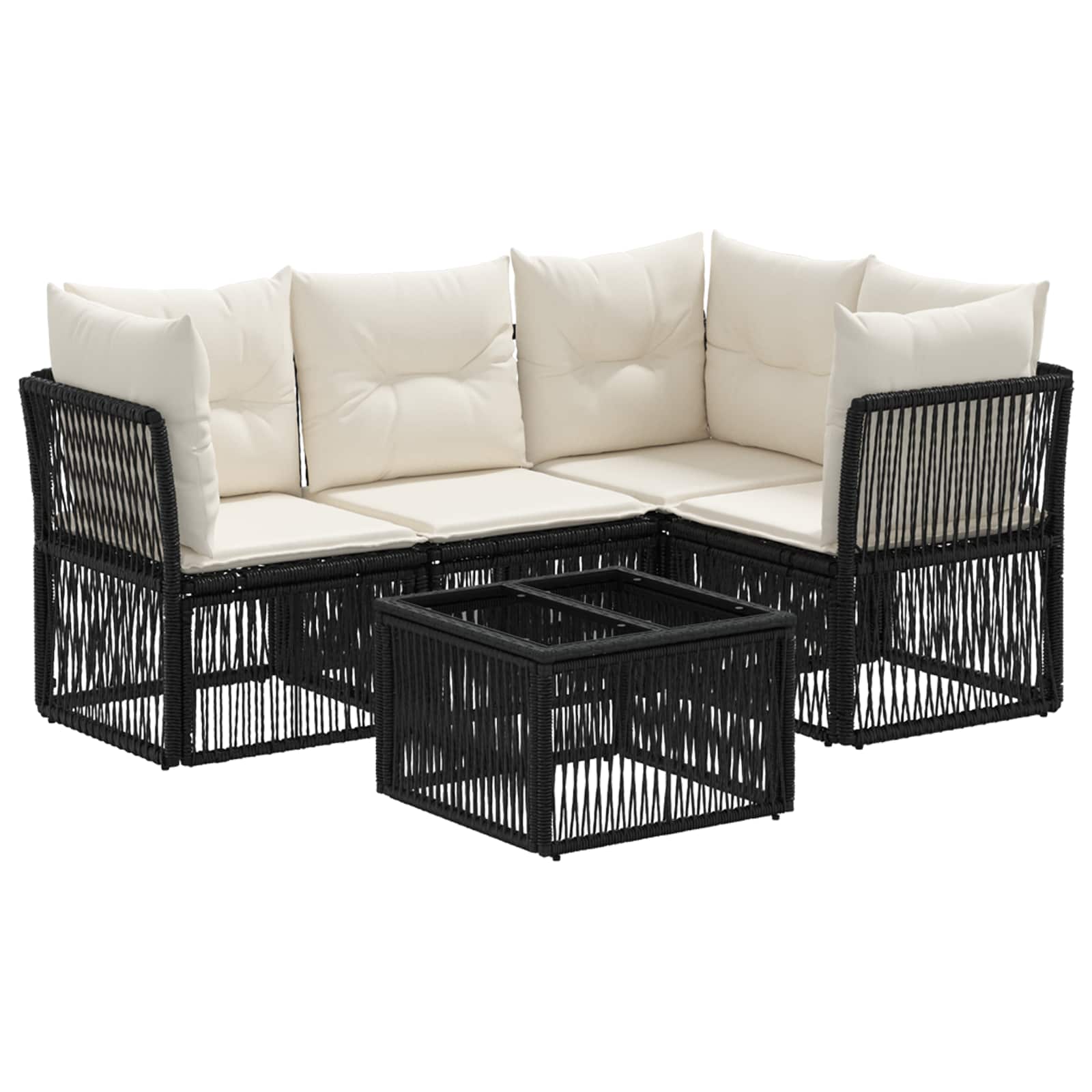 Gartensofa-set 5 stk. Schwarz Poly-Rattan