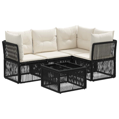 Gartensofa-set 5 stk. Schwarz Poly-Rattan