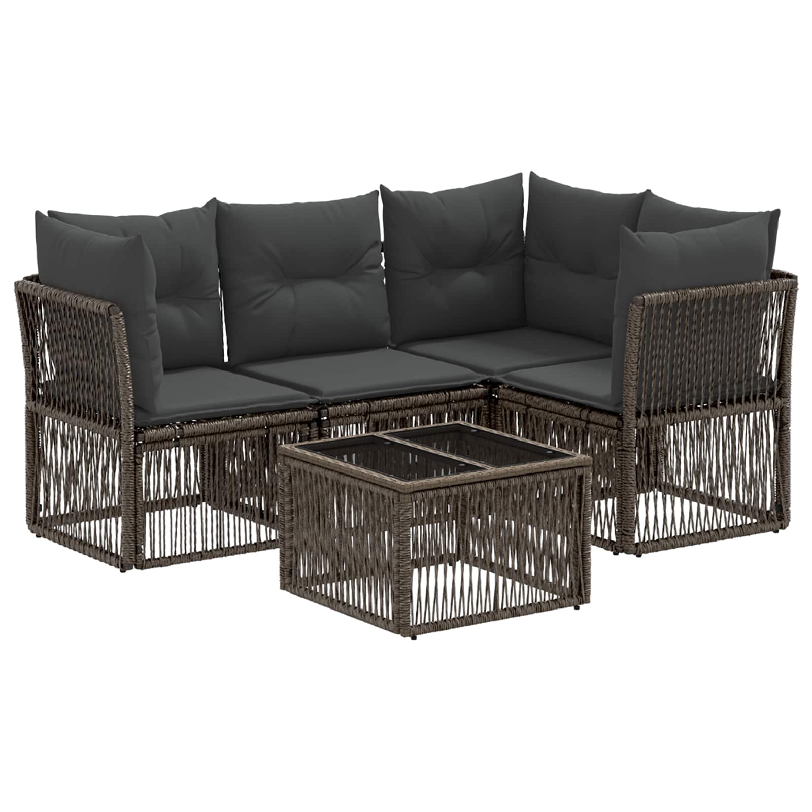 Gartensofa-set 5 pcs Grau Poly-Rattan