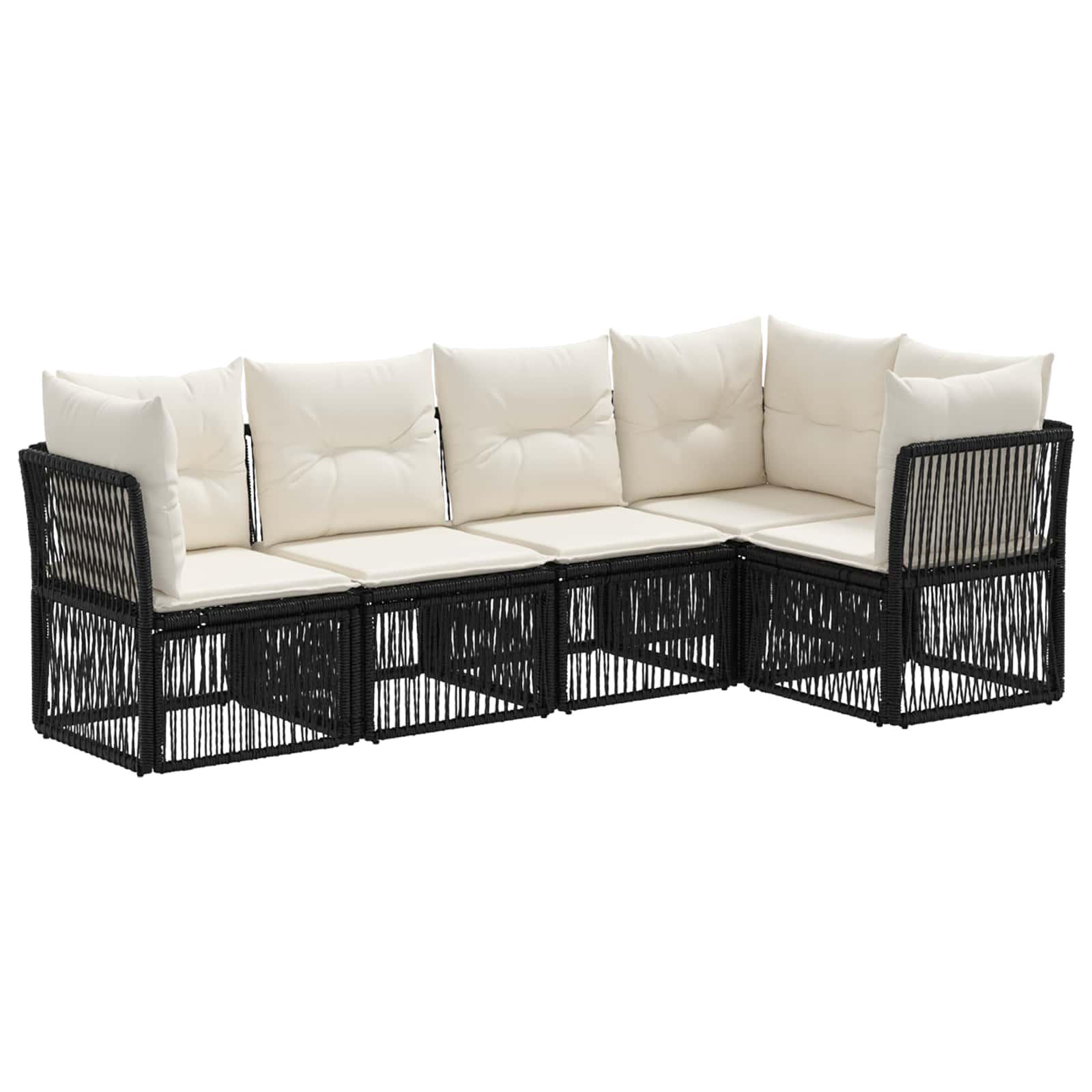 Gartensofa-set 5 pcs Schwarz Poly-Rattan