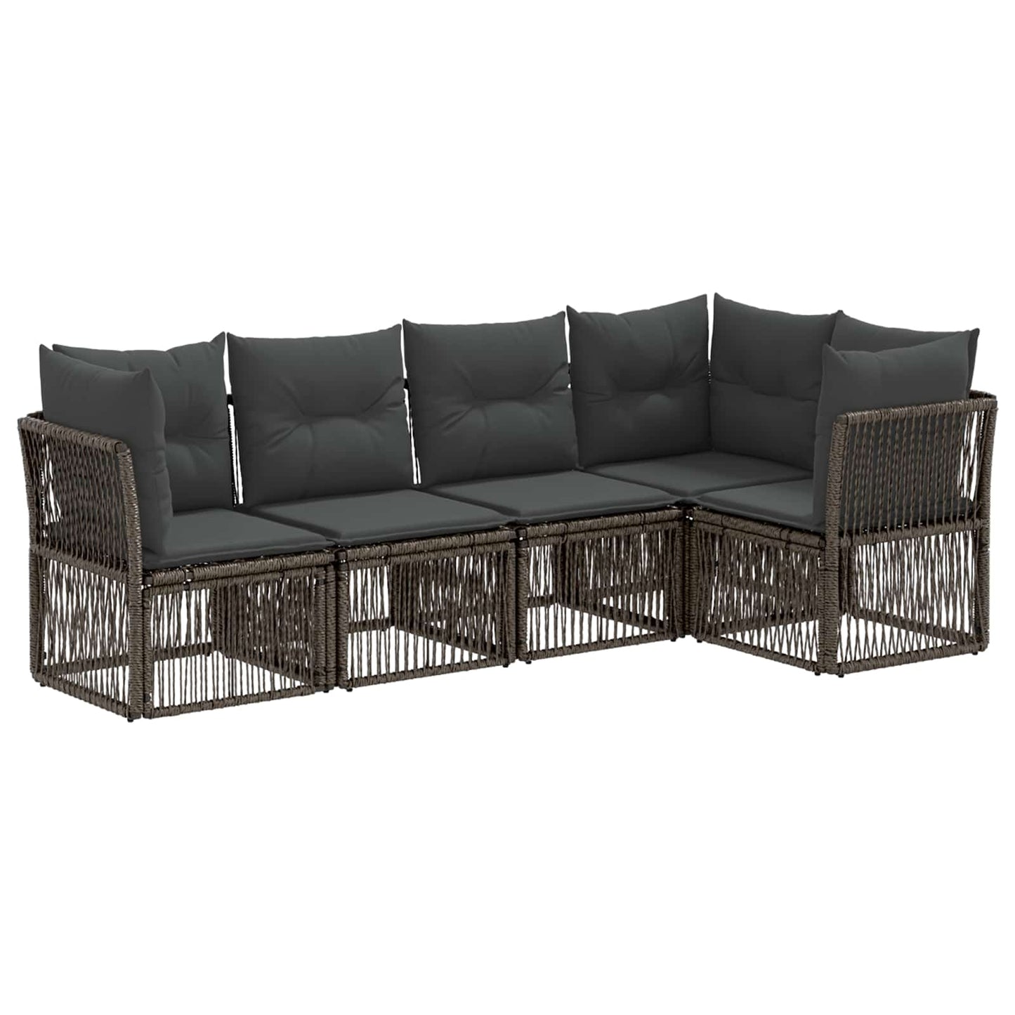Gartensofa-set 5 pcs Grau Poly-Rattan