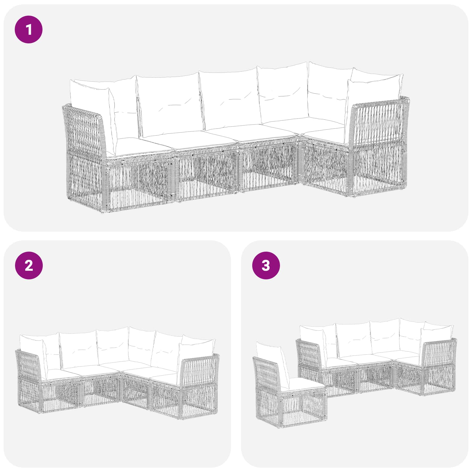 Gartensofa-set 5 stk. Beige Poly-Rattan