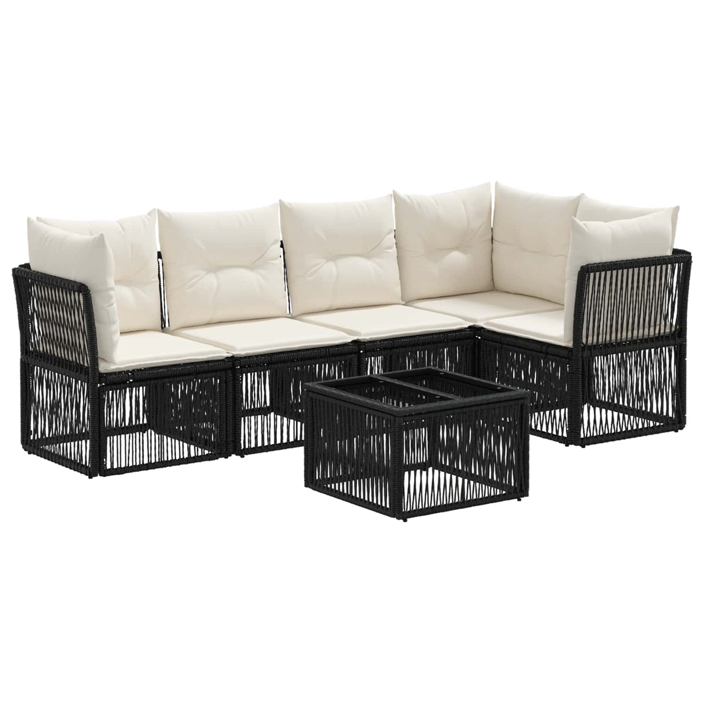 Gartensofa-set 6 stk. Schwarz Poly-Rattan