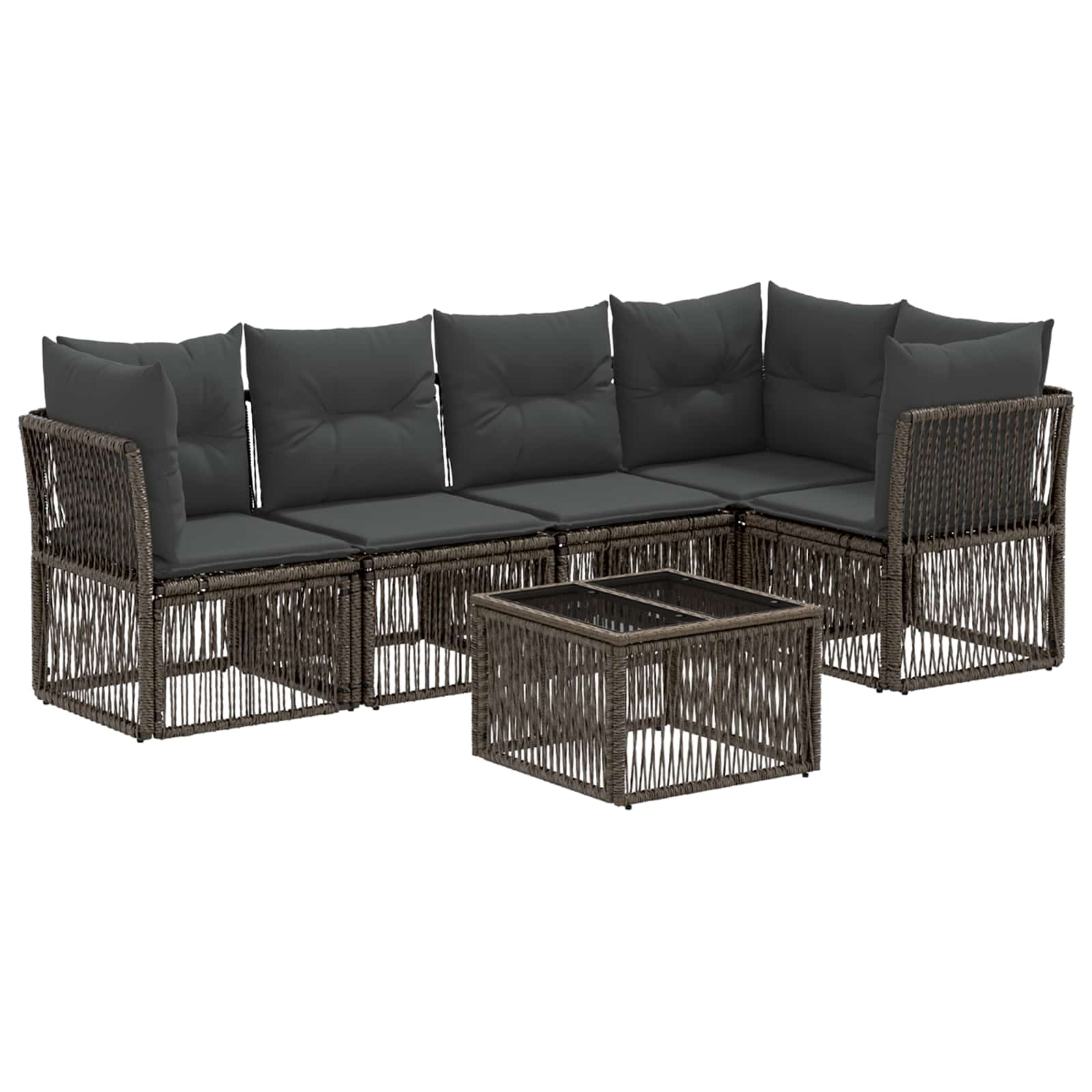 Gartensofa-set 6 stk. Grau Poly-Rattan