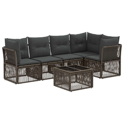 Gartensofa-set 6 stk. Grau Poly-Rattan