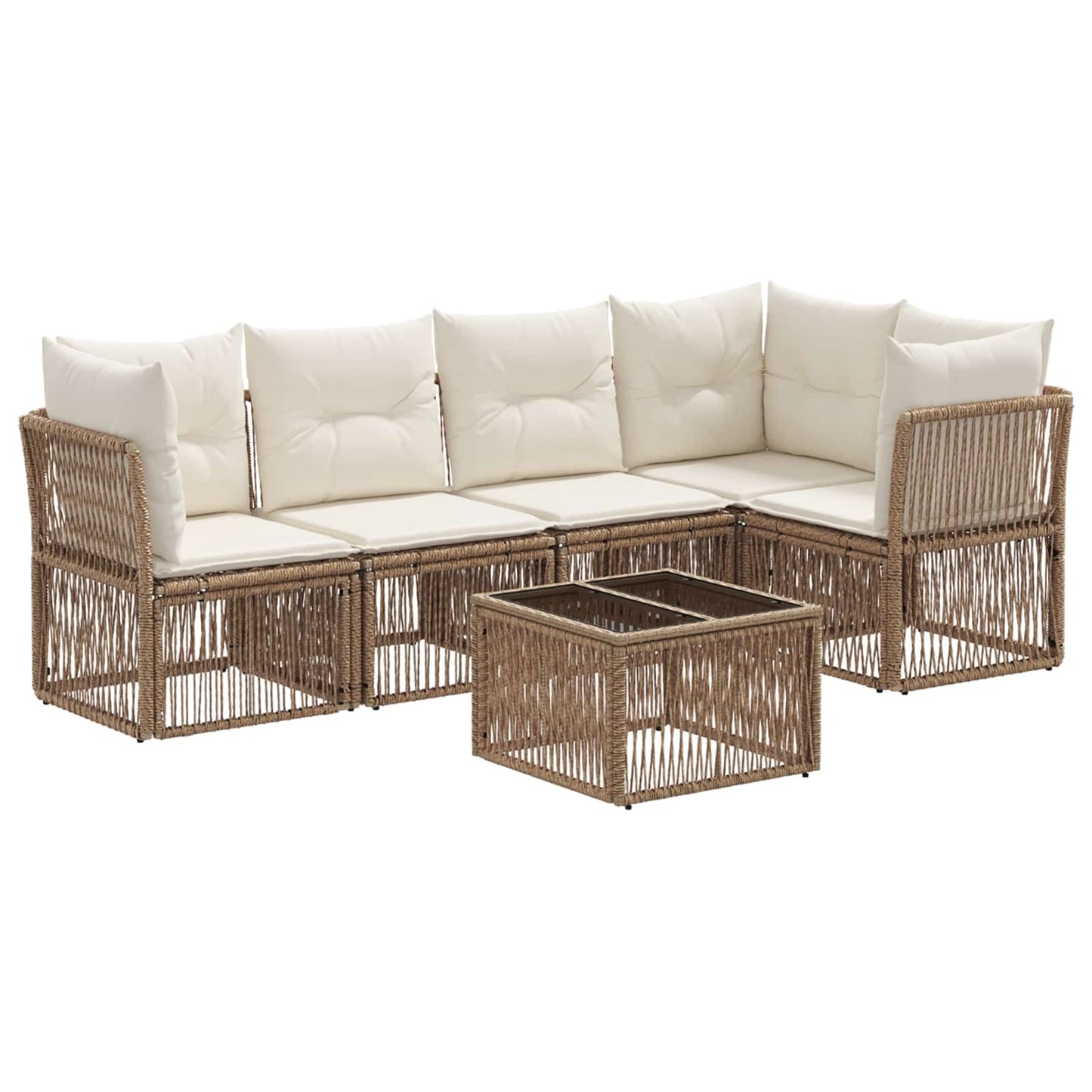 Gartensofa-set 6 pcs Beige Poly-Rattan