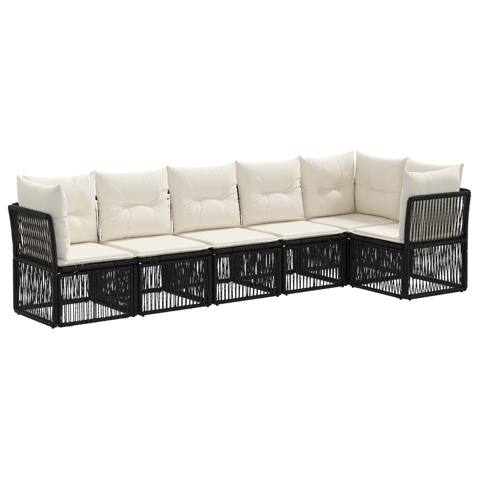 Gartensofa-set 6 pcs Schwarz Poly-Rattan