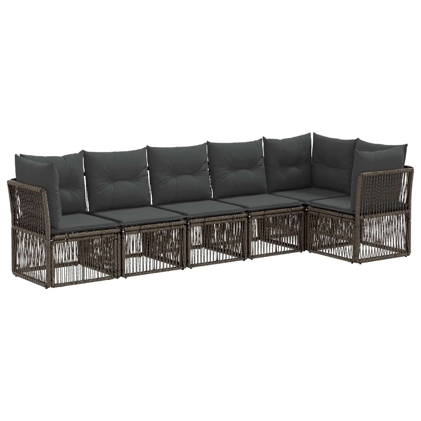 Gartensofa-set 6 pcs Grau Poly-Rattan