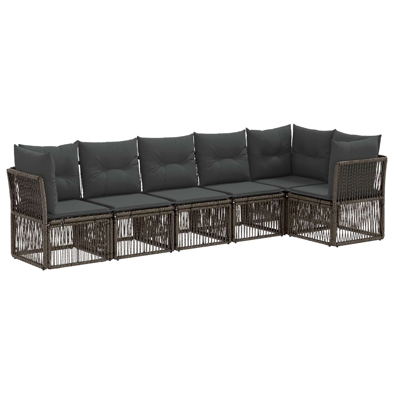 Gartensofa-set 6 pcs Grau Poly-Rattan