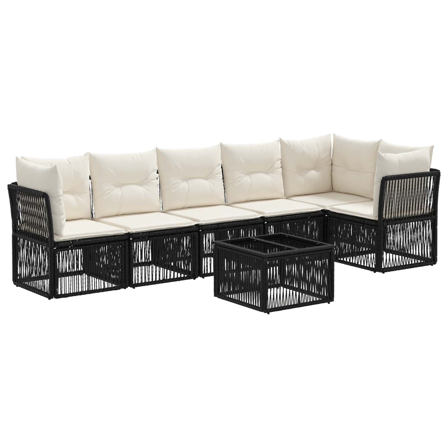 Gartensofa-set 7 pcs Schwarz Poly-Rattan